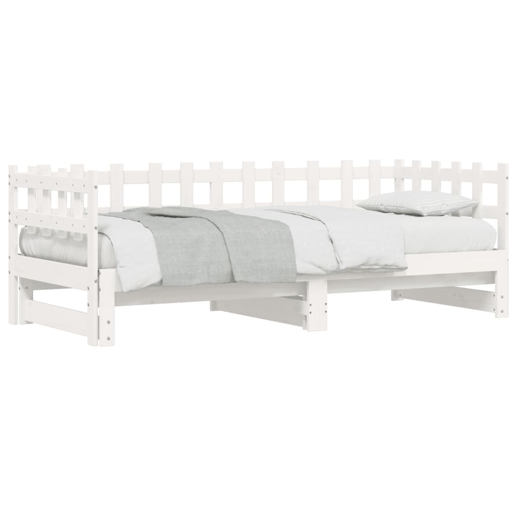 Lit coulissant sans matelas blanc 2x(80x200) cm Bois massif - XIOS