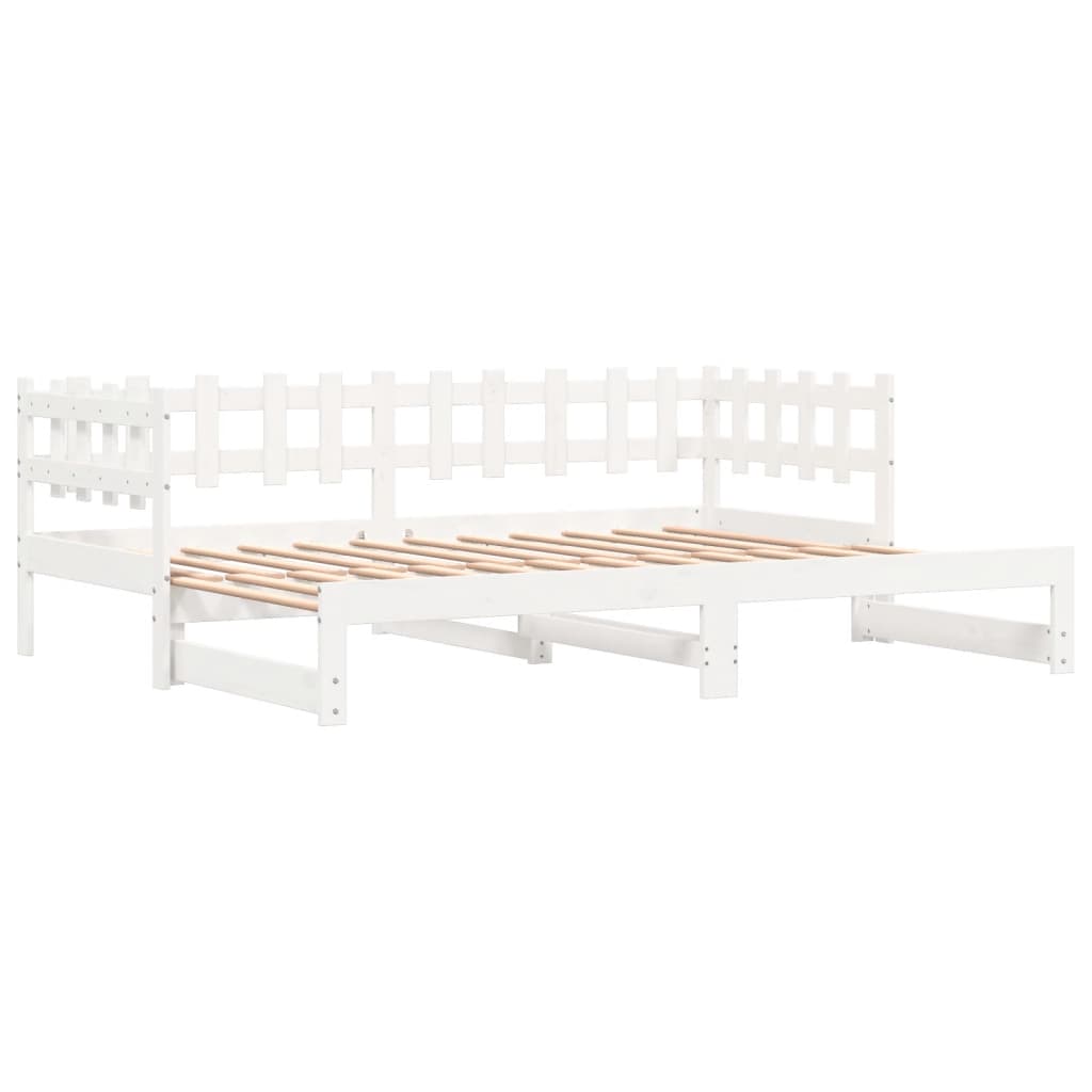 Lit coulissant sans matelas blanc 2x(80x200) cm Bois massif - XIOS