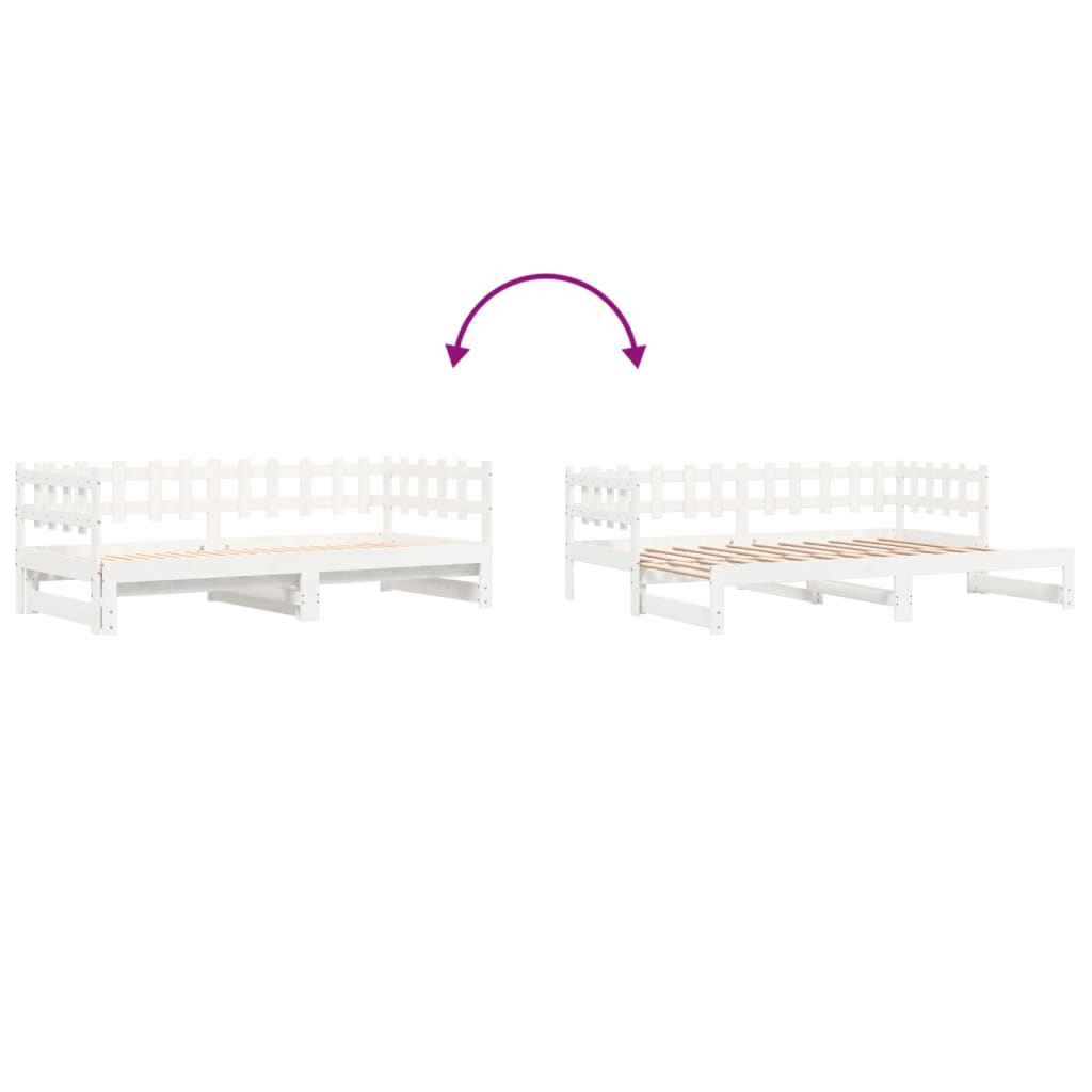 Lit coulissant sans matelas blanc 2x(80x200) cm Bois massif - XIOS