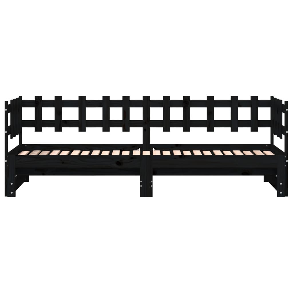 Lit coulissant sans matelas noir 2x(80x200) cm Bois massif - XIOS