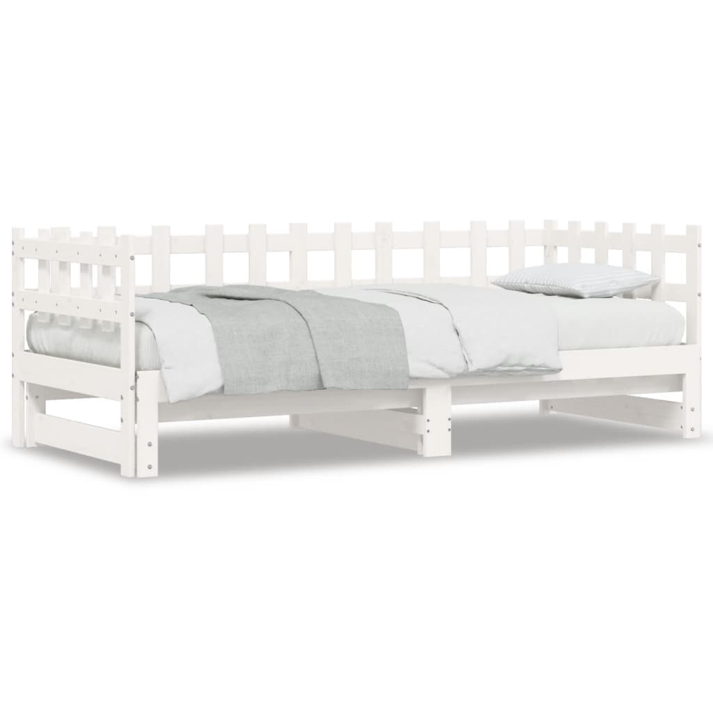 Lit coulissant sans matelas blanc 2x(90x200) cm bois massif - XIOS