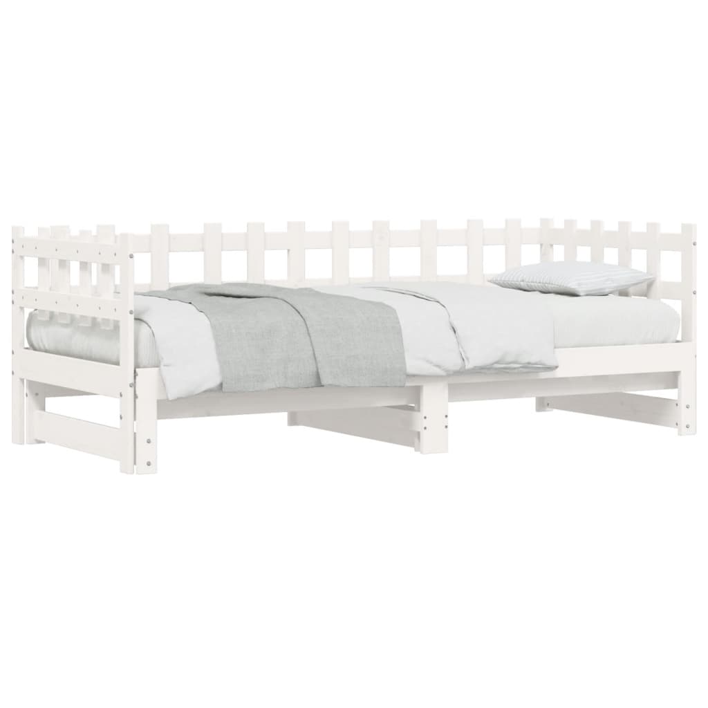 Lit coulissant sans matelas blanc 2x(90x200) cm bois massif - XIOS