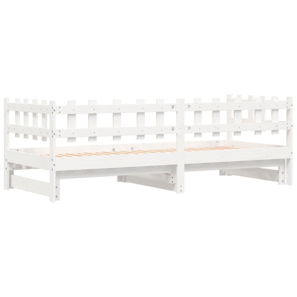 Lit coulissant sans matelas blanc 2x(90x200) cm bois massif - XIOS
