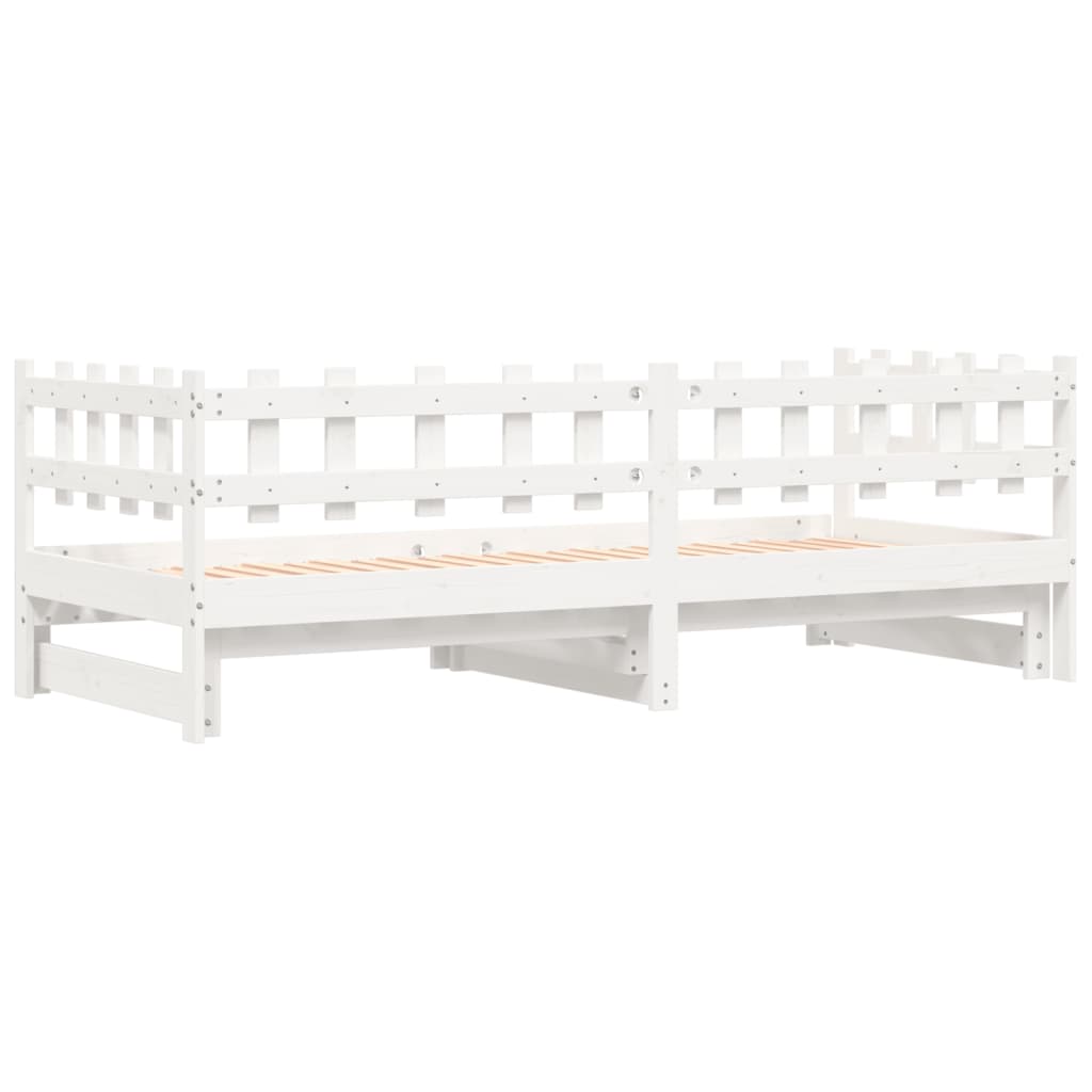 Lit coulissant sans matelas blanc 2x(90x190) cm bois massif - XIOS