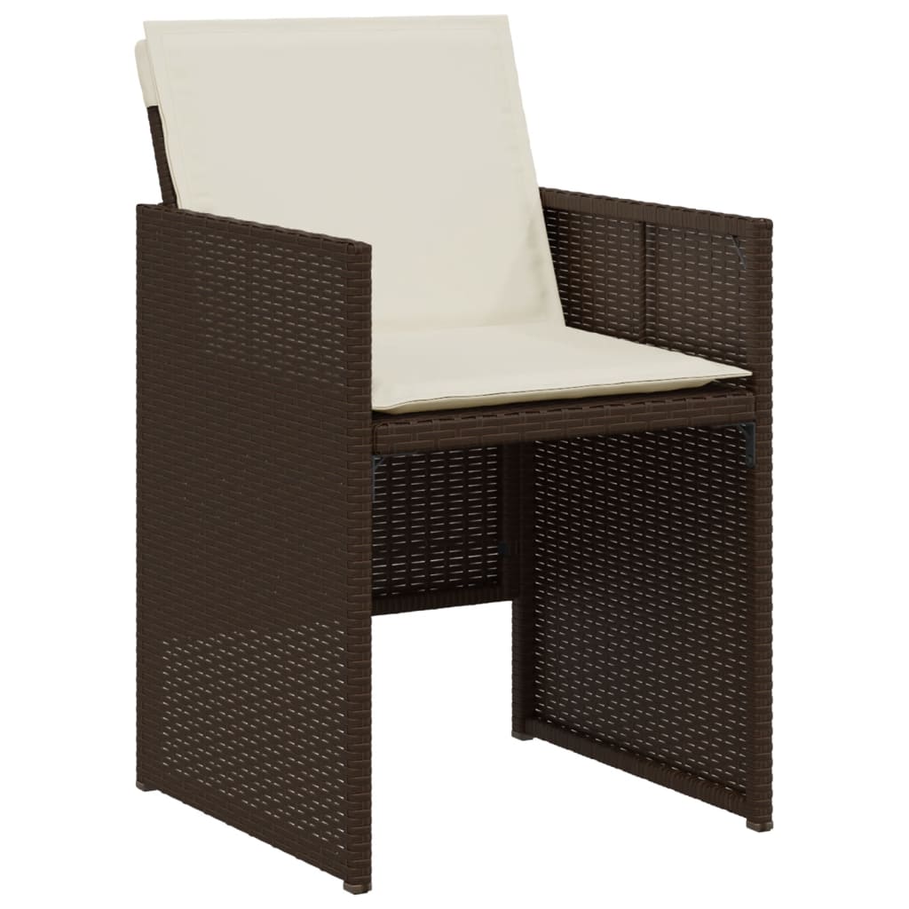 Ensemble de bistro 3 pcs avec coussins marron résine tressée Salons de jardin vidaXL