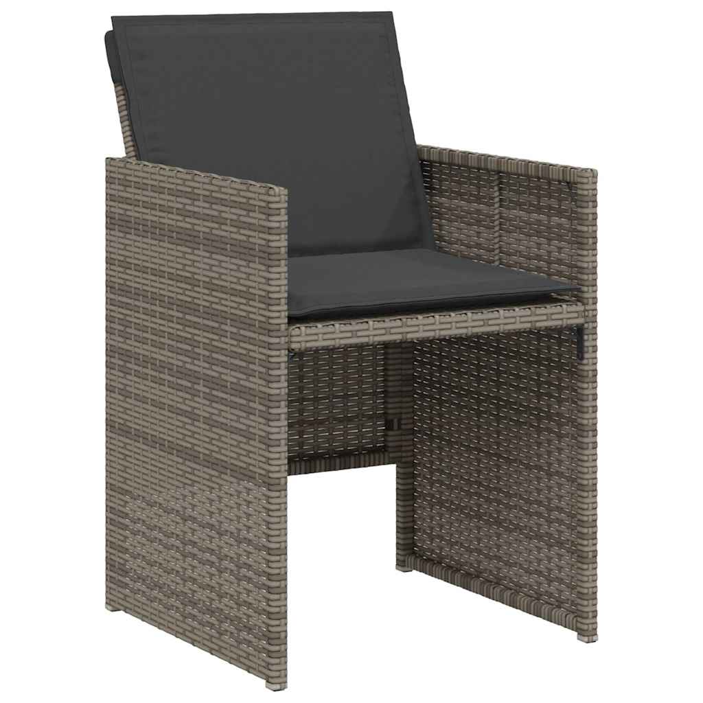Ensemble de bistro 3 pcs avec coussins gris résine tressée - XIOS