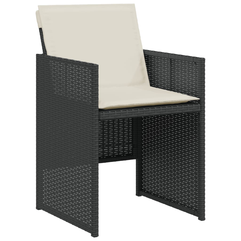 Ensemble de bistro 3 pcs avec coussins noir résine tressée Salons de jardin vidaXL