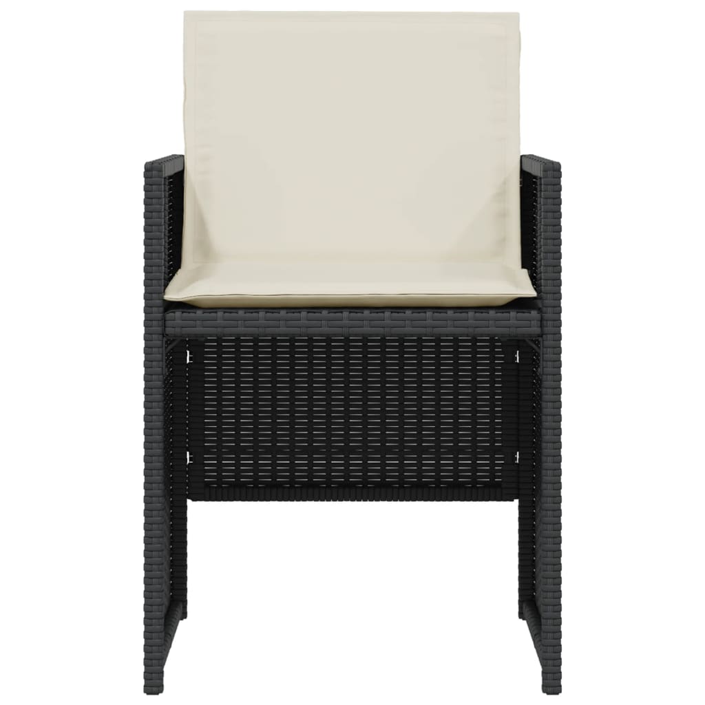 Ensemble de bistro 3 pcs avec coussins noir résine tressée Salons de jardin vidaXL