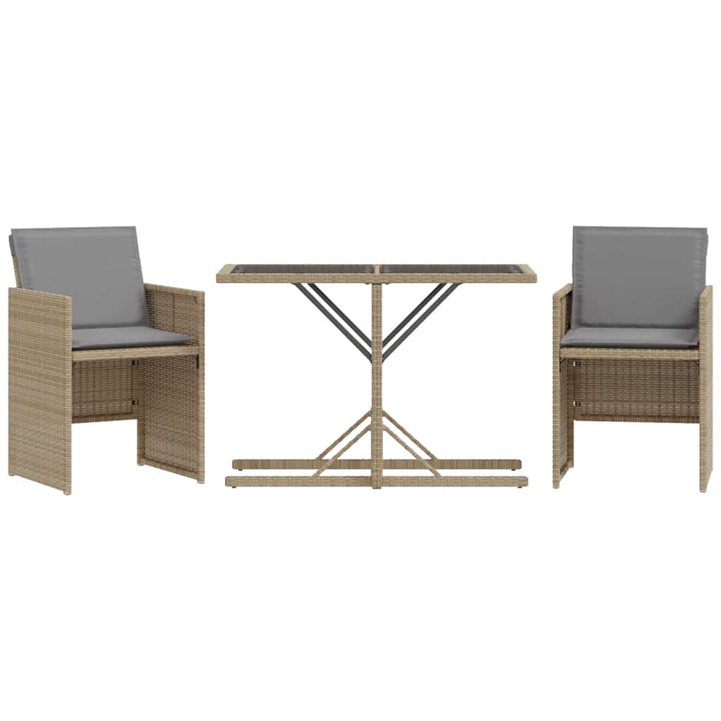 Ensemble de bistro 3 pcs coussins mélange beige résine tressée - XIOS