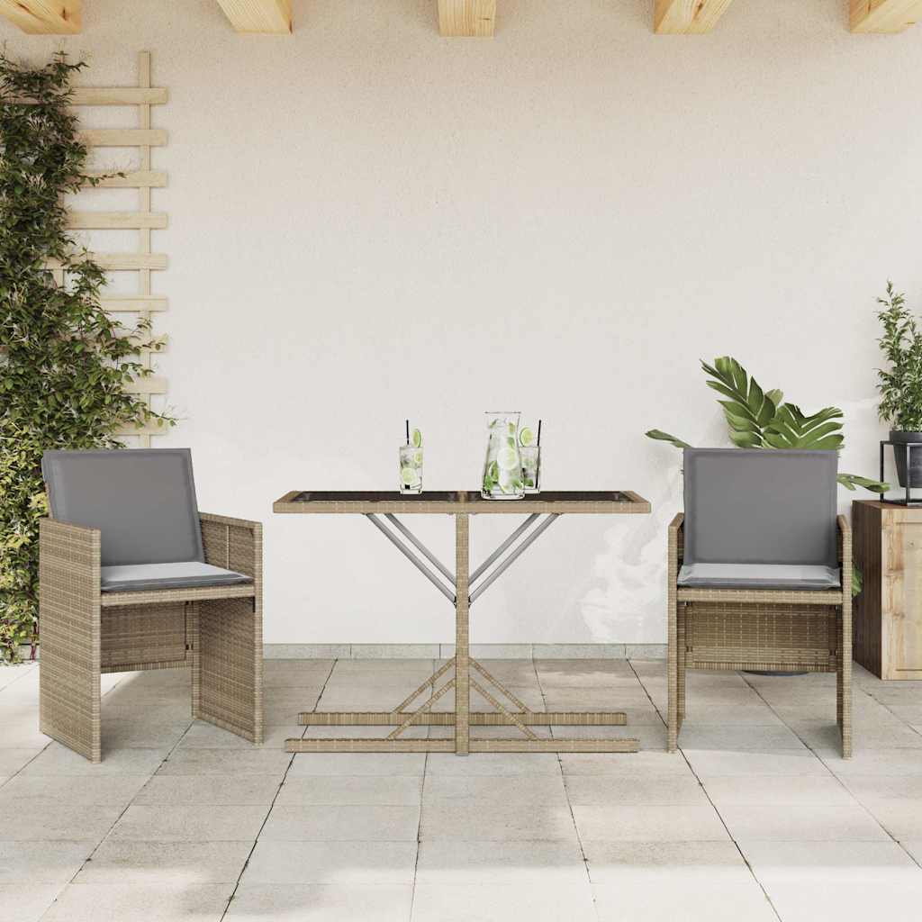 Ensemble de bistro 3 pcs coussins mélange beige résine tressée - XIOS