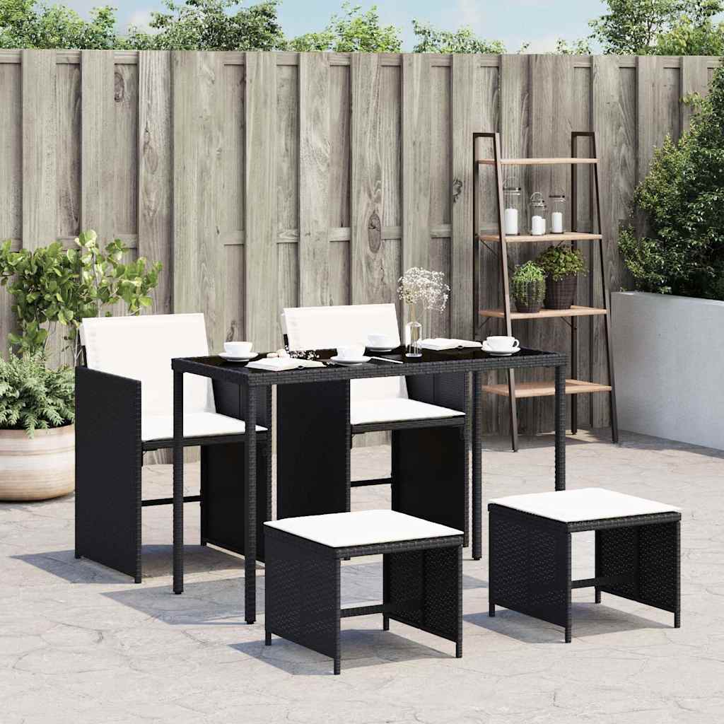 Ensemble à manger de jardin coussins 5pcs Noir Résine tressée - XIOS