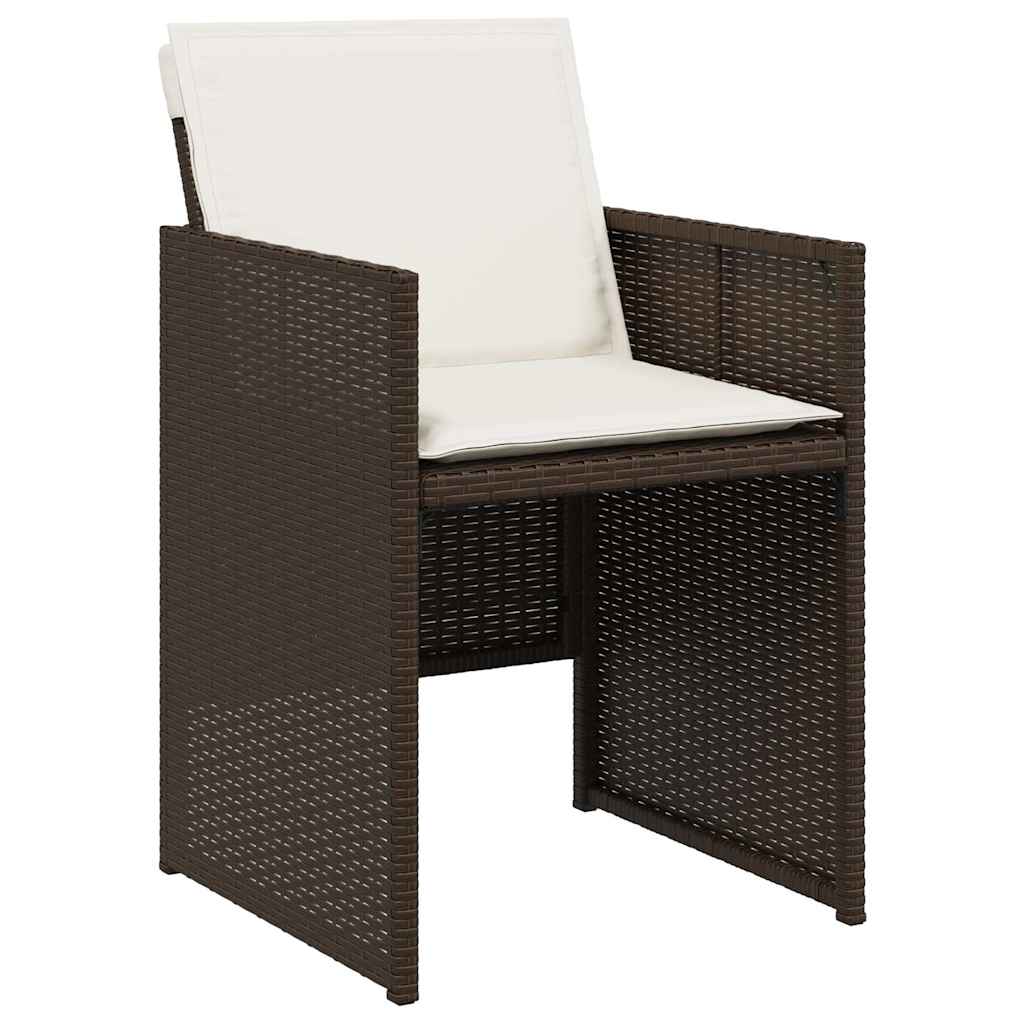 Ensemble à manger de jardin 5 pcs et coussins marron poly rotin - XIOS