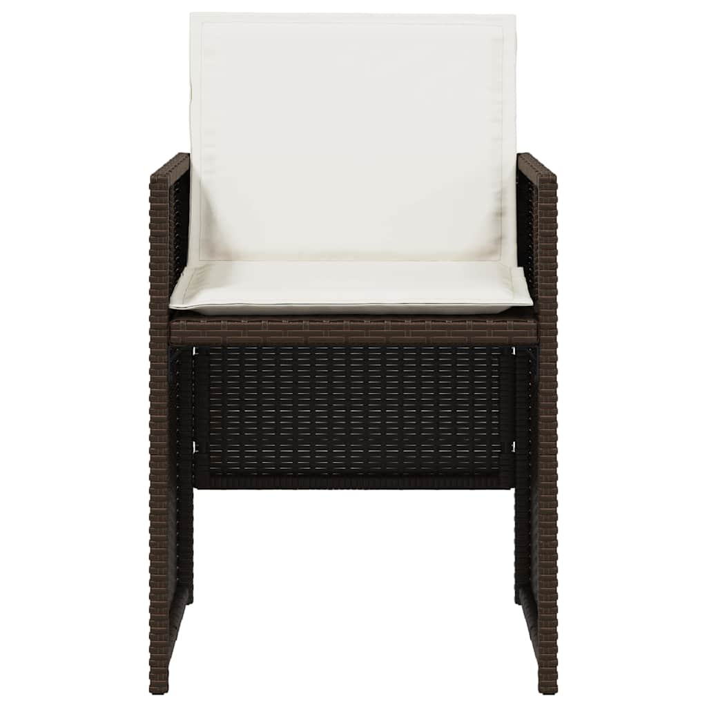 Ensemble à manger de jardin 5 pcs et coussins marron poly rotin - XIOS