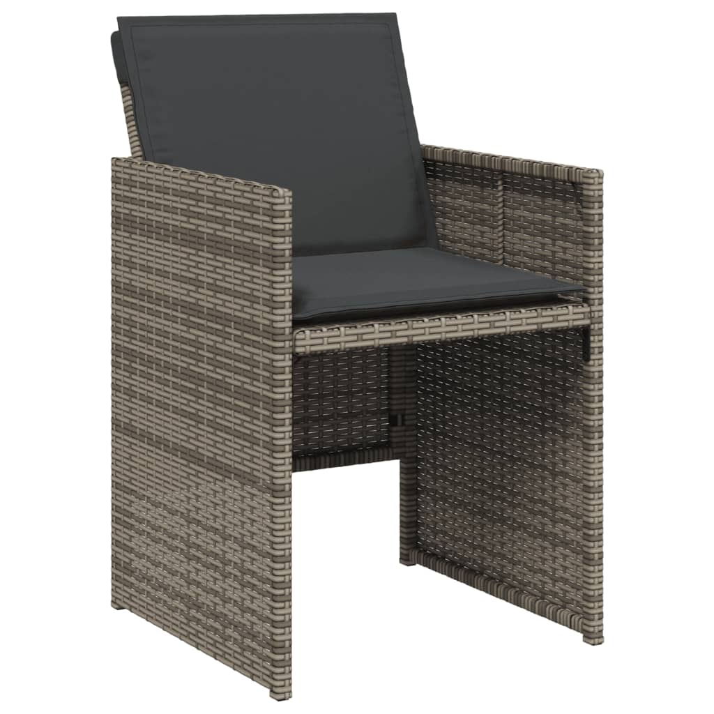 Ensemble à manger de jardin 5 pcs coussins gris résine tressée - XIOS