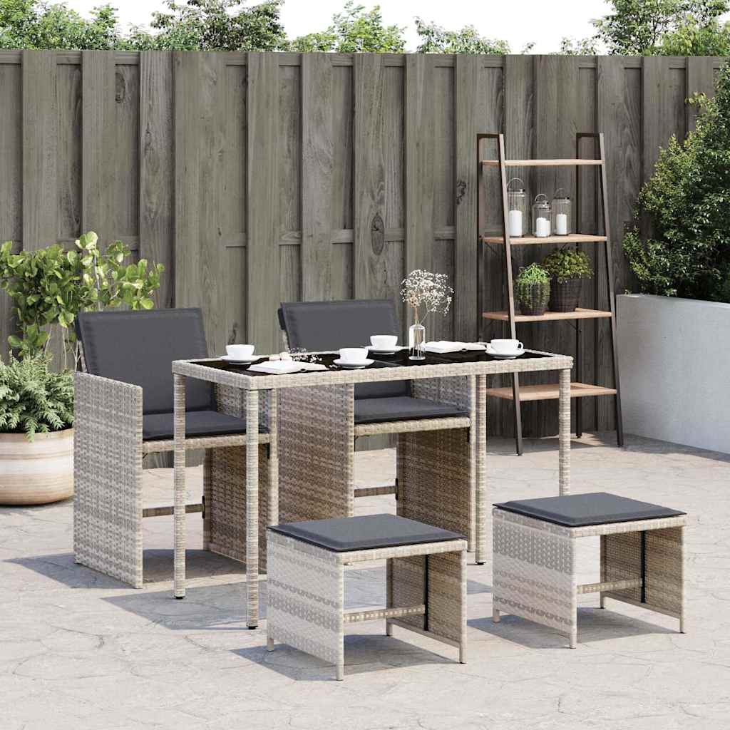 Ensemble à manger de jardin et coussins 5 pcs gris clair rotin - XIOS