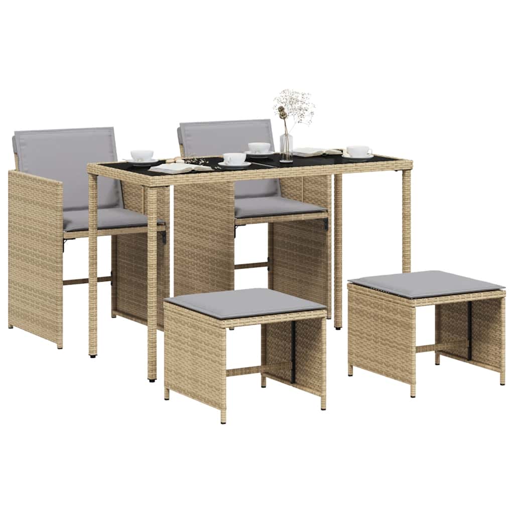 Ensemble à manger de jardin coussins 5 pcs mélange beige rotin - XIOS