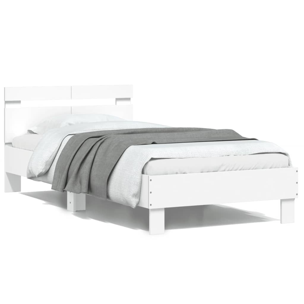 Cadre de lit sans matelas avec tête de lit blanc 100x200 cm - XIOS