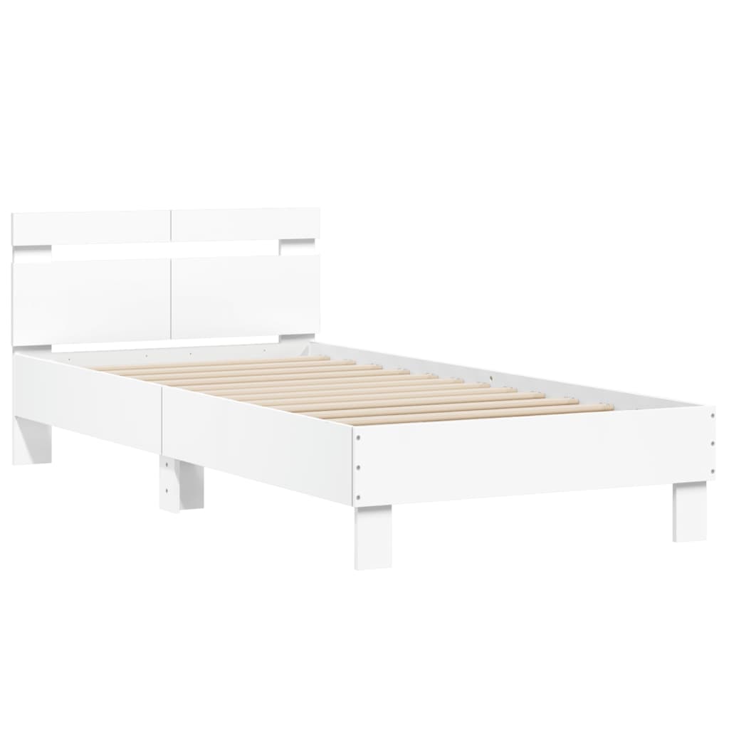 Cadre de lit sans matelas avec tête de lit blanc 100x200 cm - XIOS