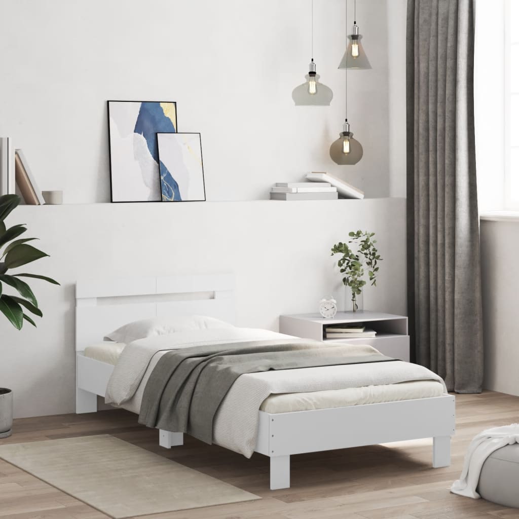 Cadre de lit sans matelas avec tête de lit blanc 100x200 cm - XIOS
