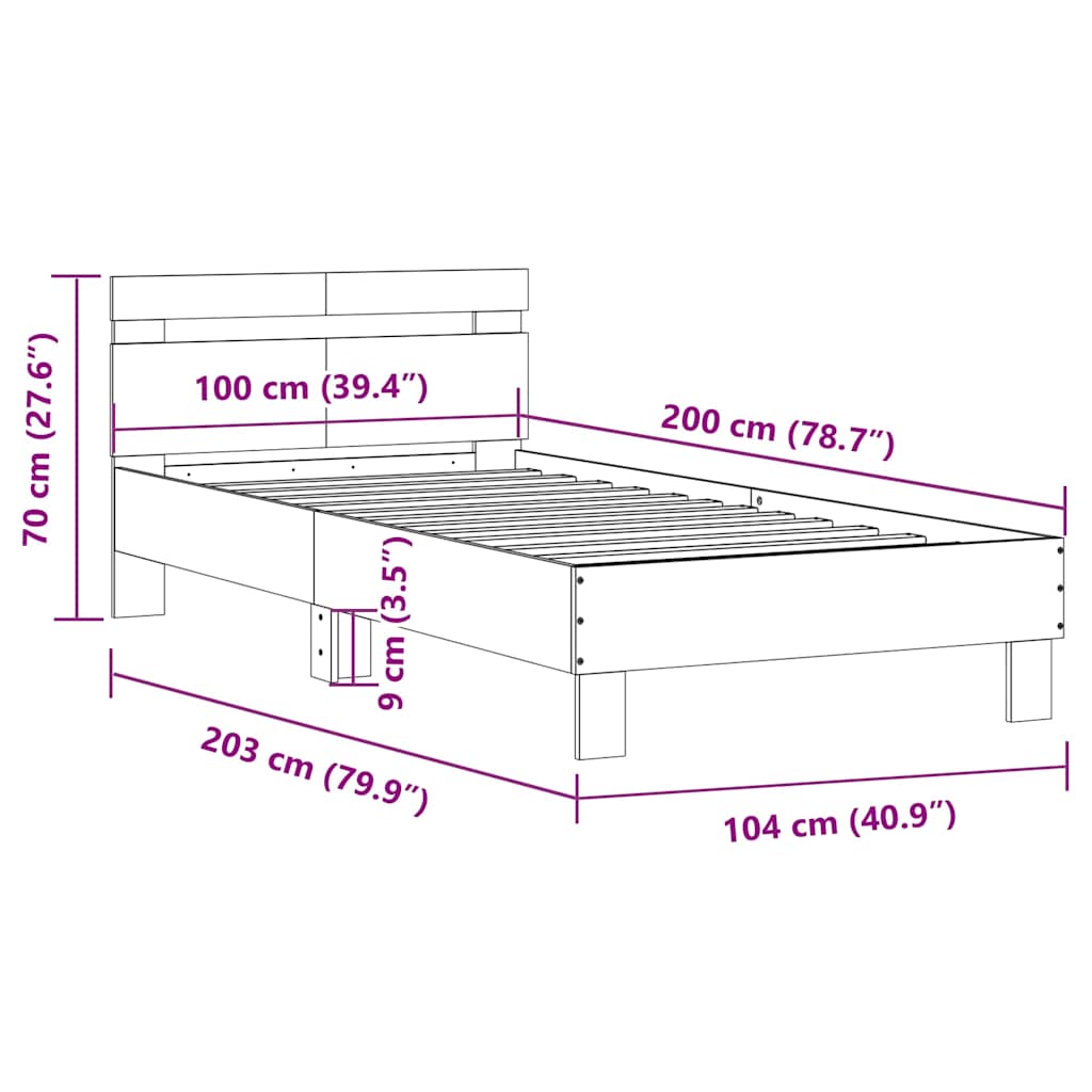Cadre de lit sans matelas avec tête de lit 100x200 cm - XIOS