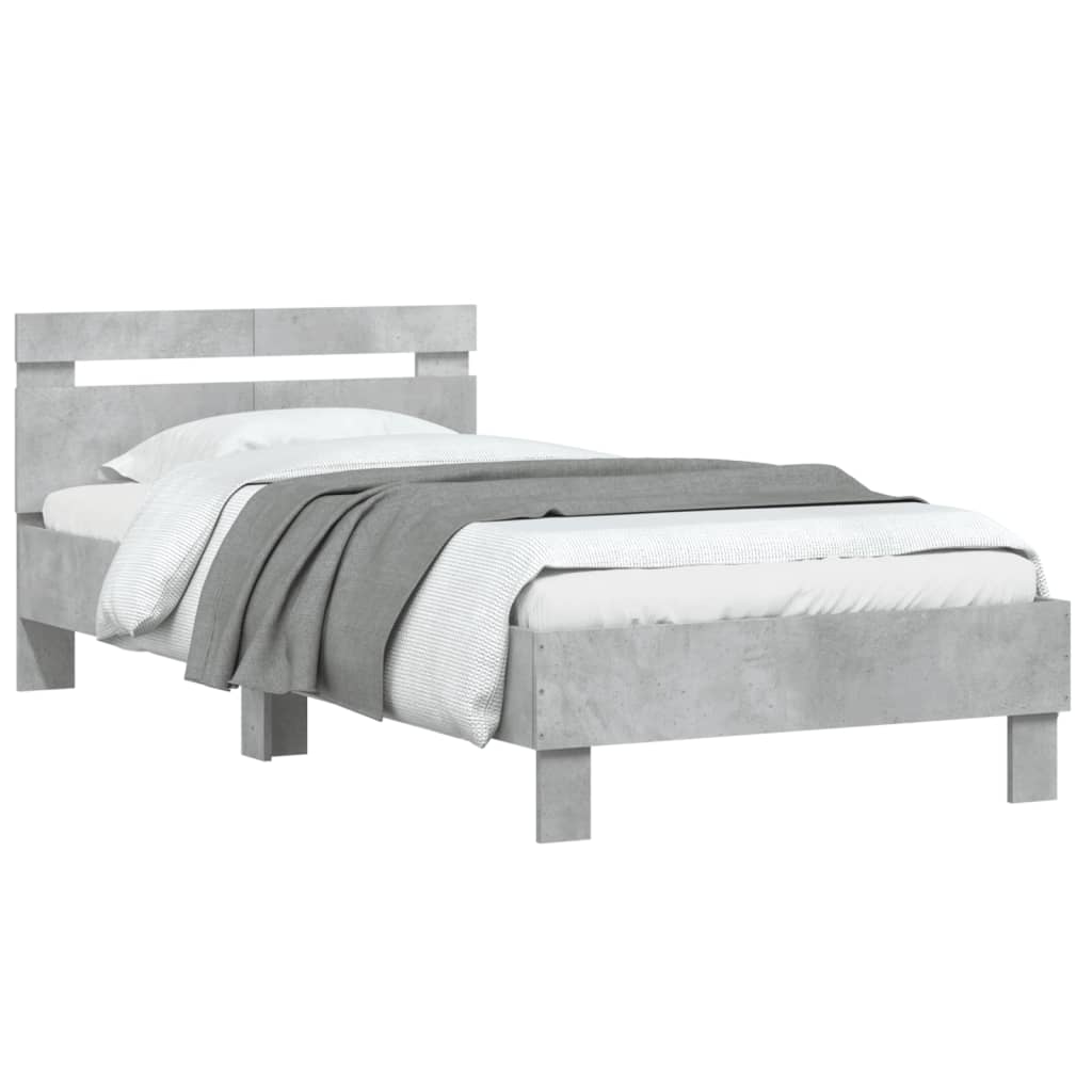 Cadre de lit sans matelas avec tête de lit gris béton 100x200cm - XIOS