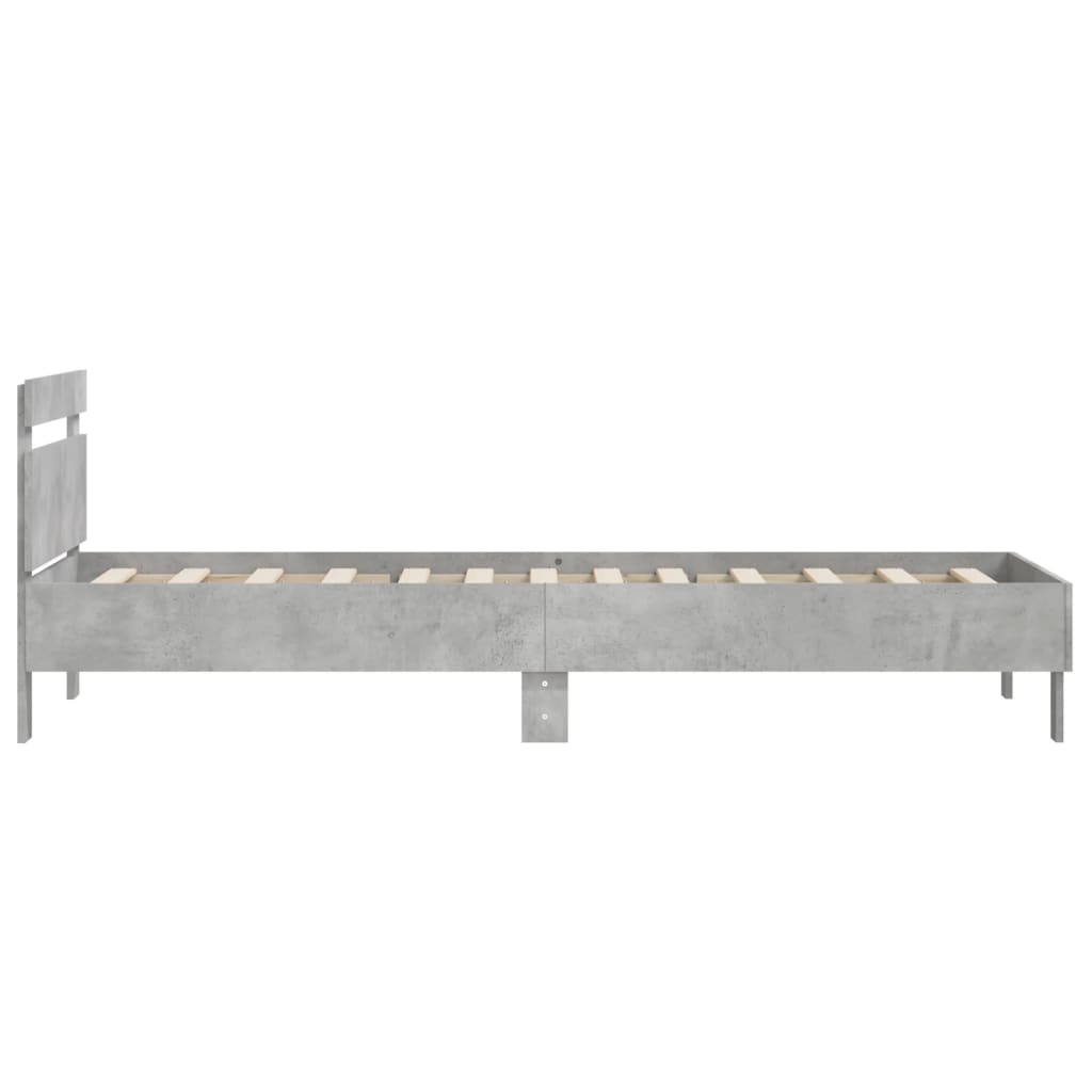 Cadre de lit sans matelas avec tête de lit gris béton 100x200cm - XIOS
