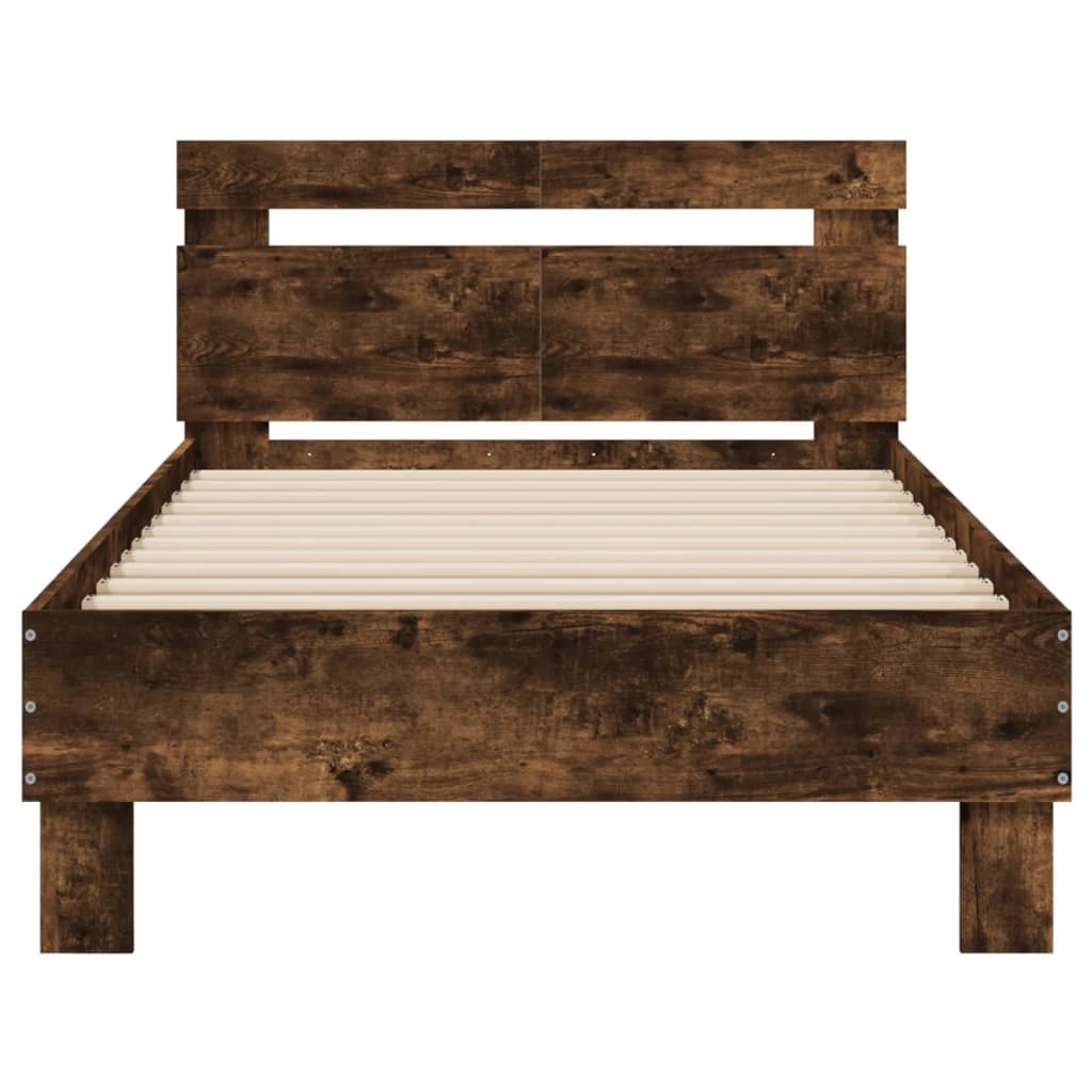 Cadre de lit sans matelas avec tête de lit chêne fumé 100x200cm - XIOS
