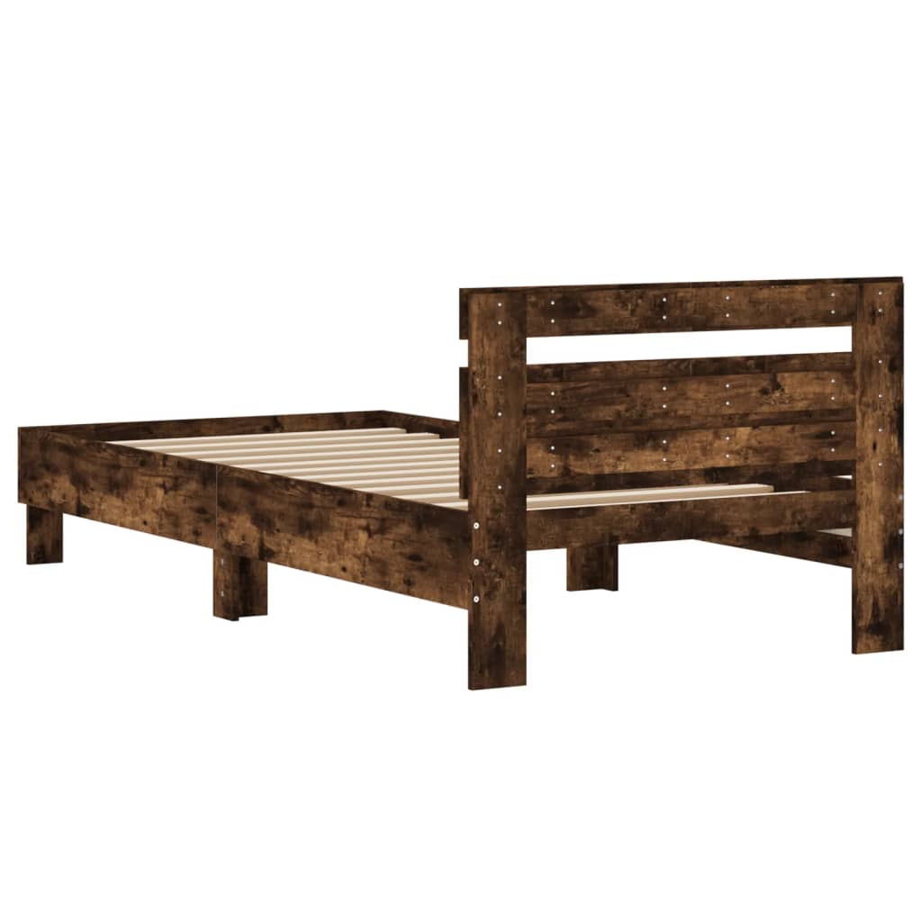 Cadre de lit sans matelas avec tête de lit chêne fumé 100x200cm - XIOS