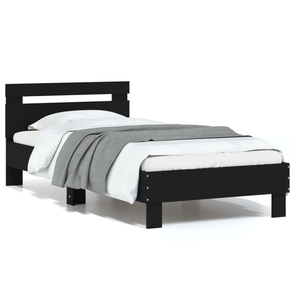 Cadre de lit sans matelas avec tête de lit noir 90x200 cm - XIOS