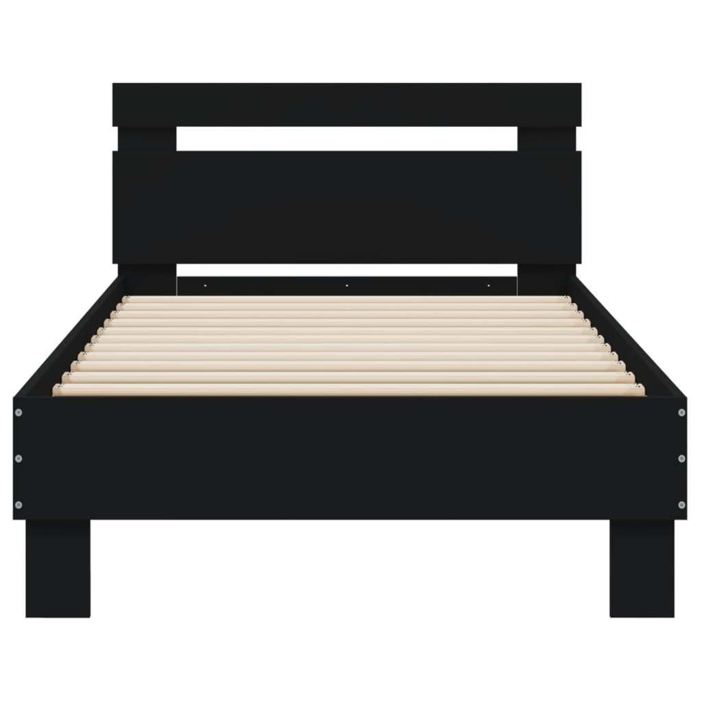 Cadre de lit sans matelas avec tête de lit noir 90x200 cm - XIOS