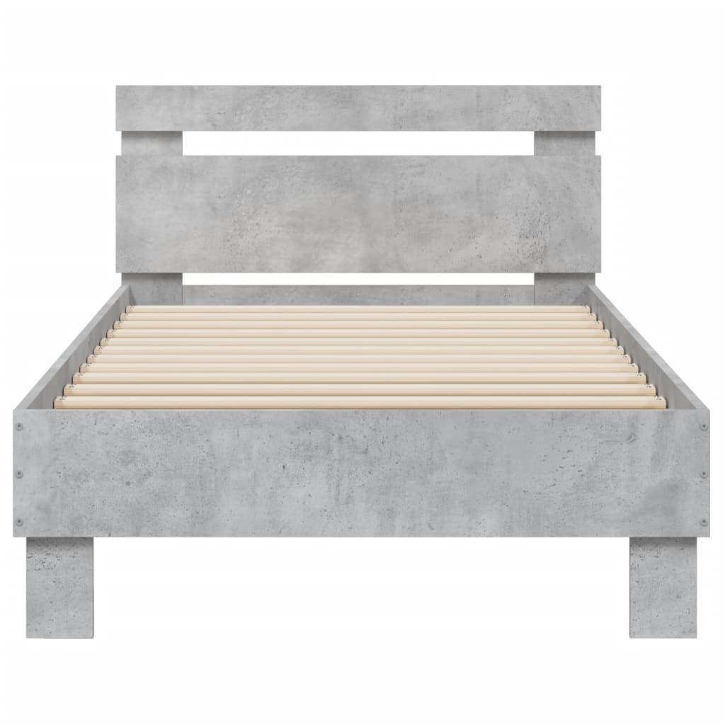 Cadre de lit sans matelas avec tête de lit gris béton 90x200 cm - XIOS
