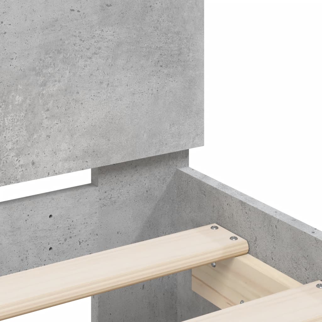 Cadre de lit sans matelas avec tête de lit gris béton 90x200 cm - XIOS