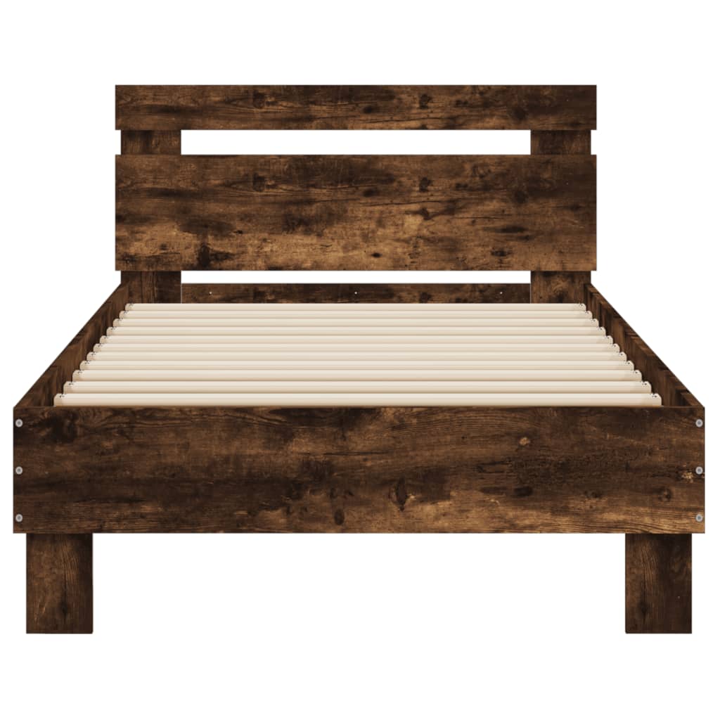 Cadre de lit sans matelas avec tête de lit chêne fumé 90x200 cm - XIOS
