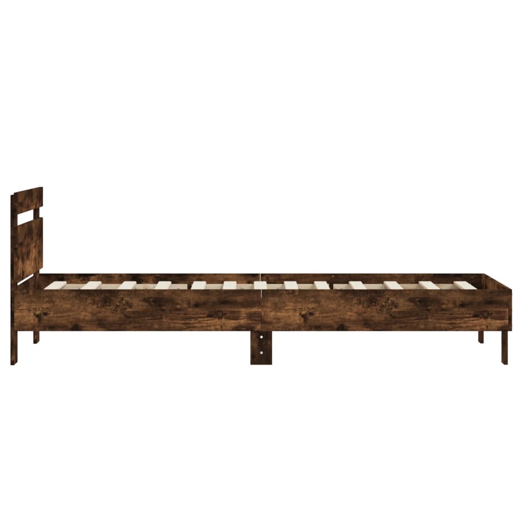 Cadre de lit sans matelas avec tête de lit chêne fumé 90x200 cm - XIOS