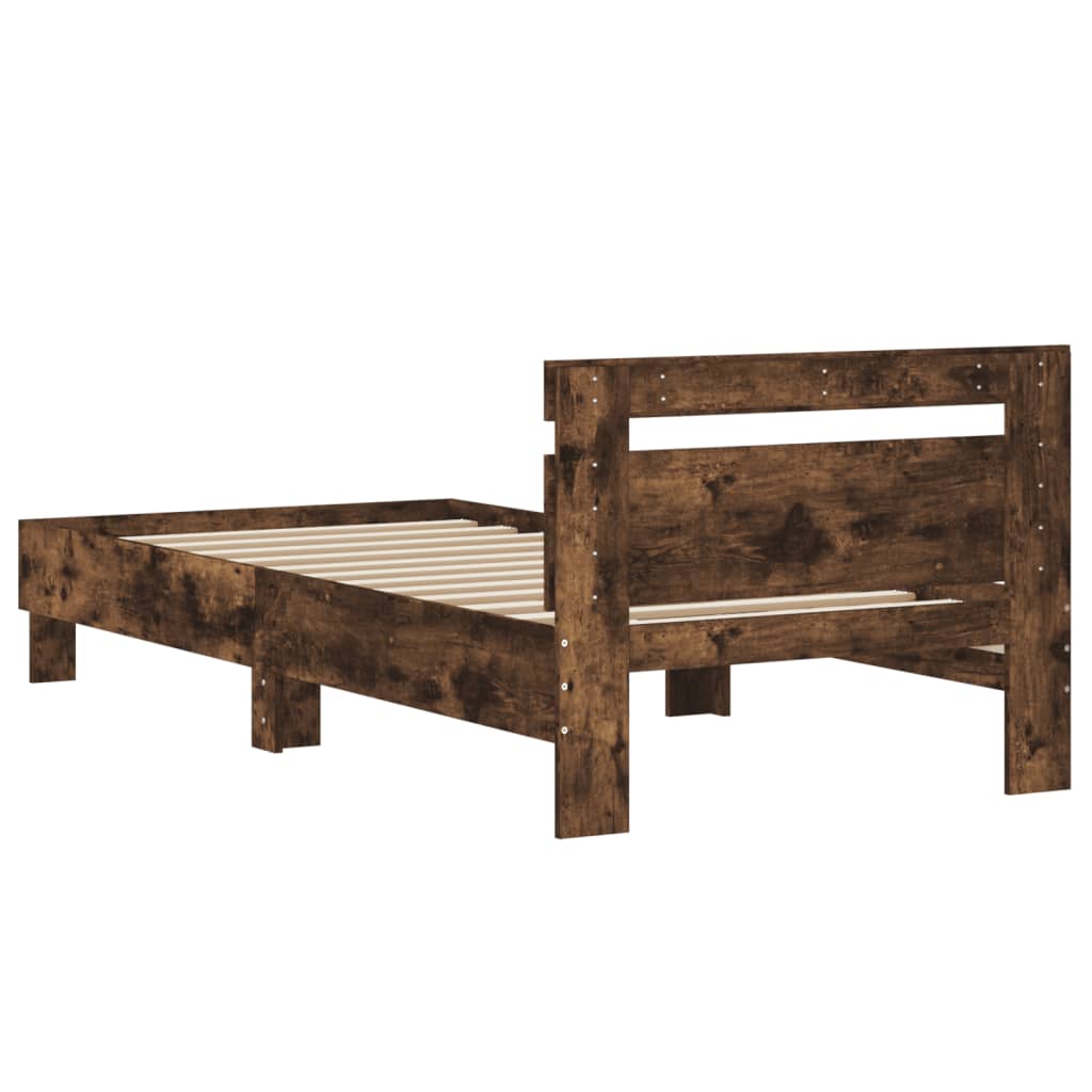 Cadre de lit sans matelas avec tête de lit chêne fumé 90x200 cm - XIOS