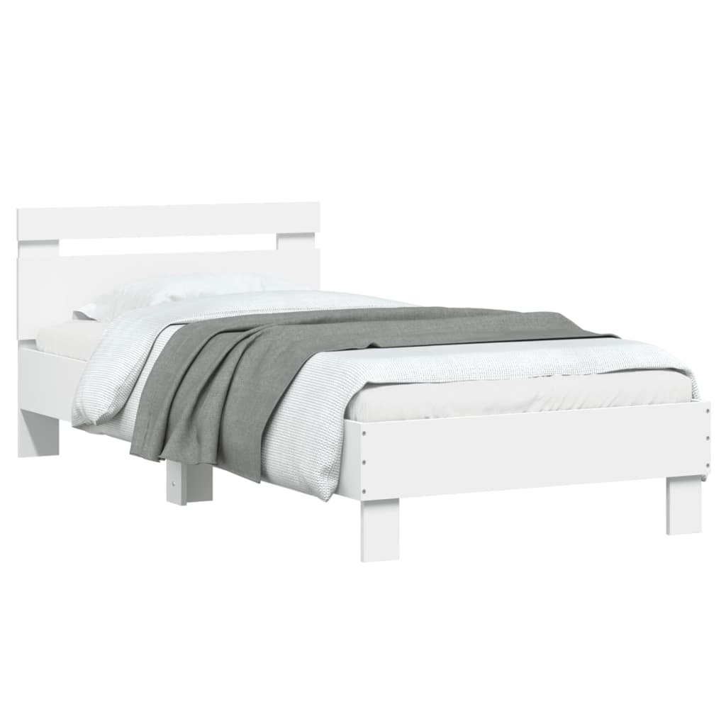 Cadre de lit sans matelas avec tête de lit blanc 90x190 cm - XIOS