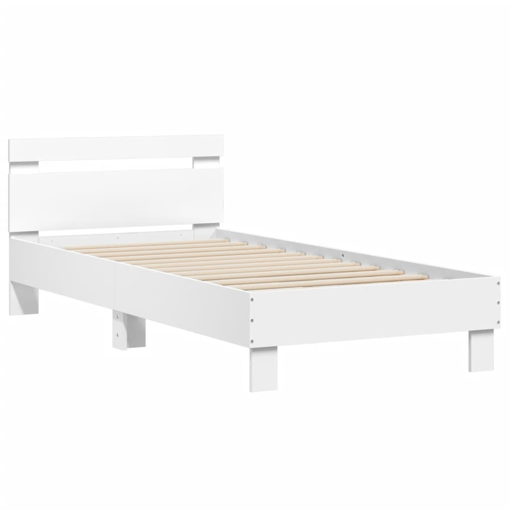 Cadre de lit sans matelas avec tête de lit blanc 75x190 cm - XIOS
