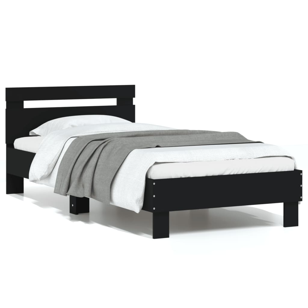 Cadre de lit sans matelas avec tête de lit noir 75x190 cm - XIOS