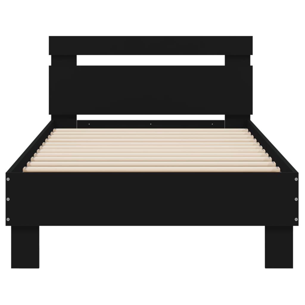 Cadre de lit sans matelas avec tête de lit noir 75x190 cm - XIOS
