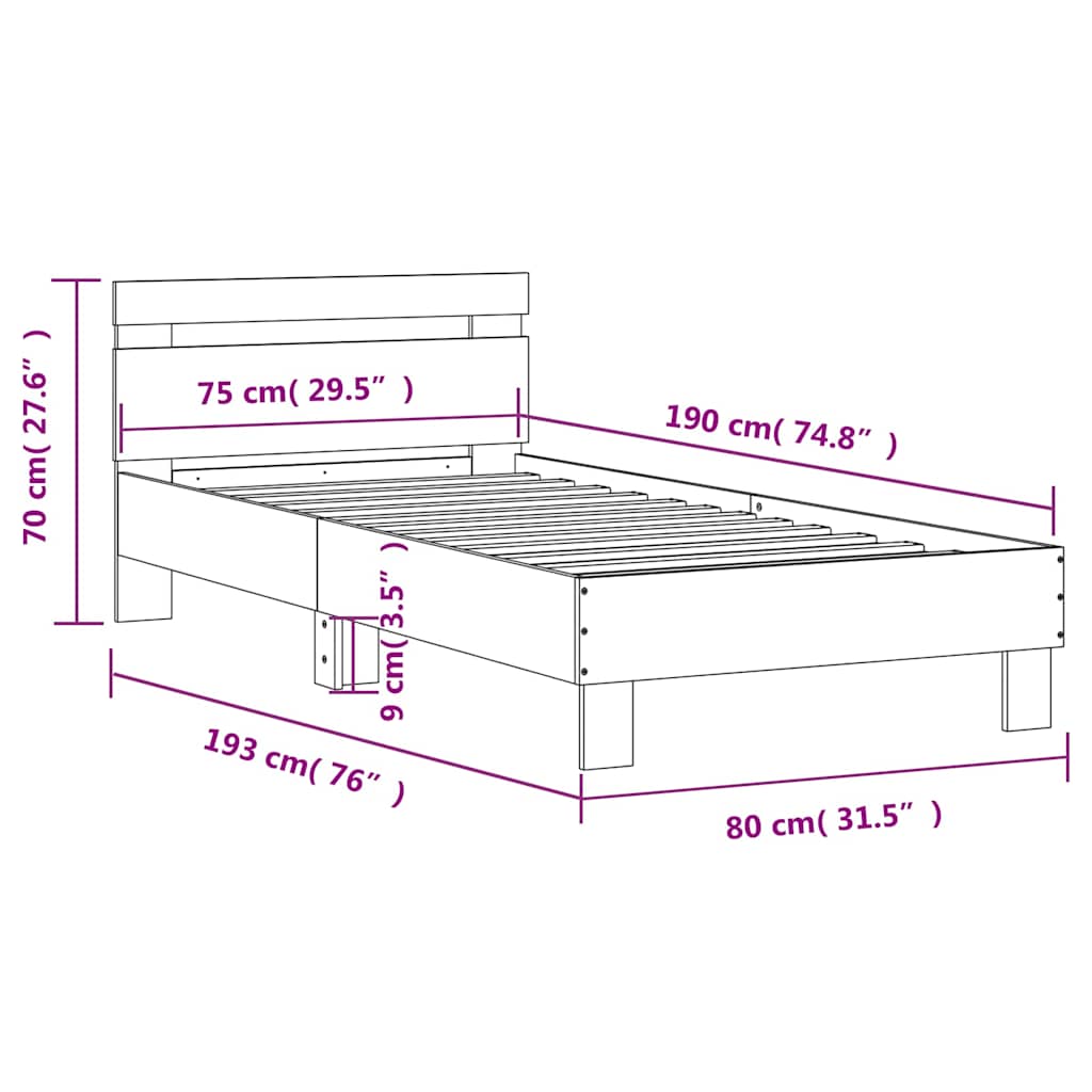 Cadre de lit sans matelas avec tête de lit 75x190 cm - XIOS