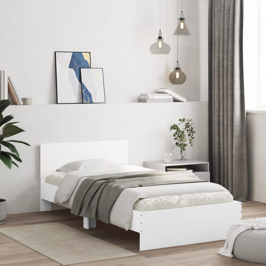 Cadre de lit sans matelas avec tête de lit blanc 100x200 cm - XIOS