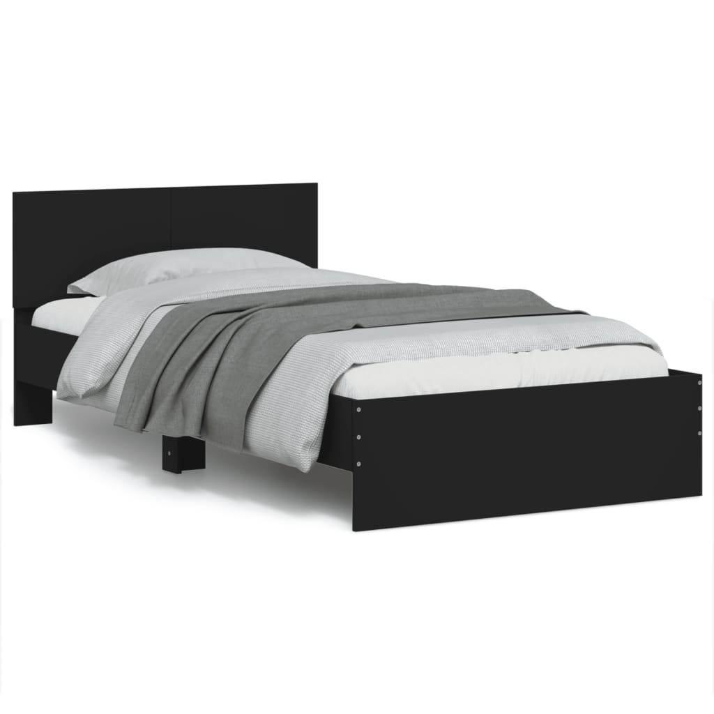Cadre de lit sans matelas avec tête de lit noir 100x200 cm - XIOS
