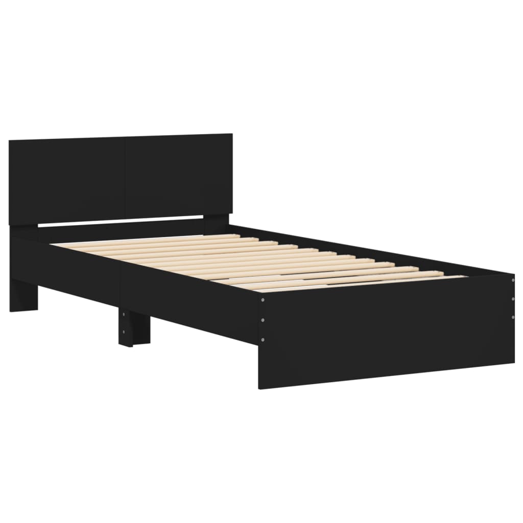 Cadre de lit sans matelas avec tête de lit noir 100x200 cm - XIOS