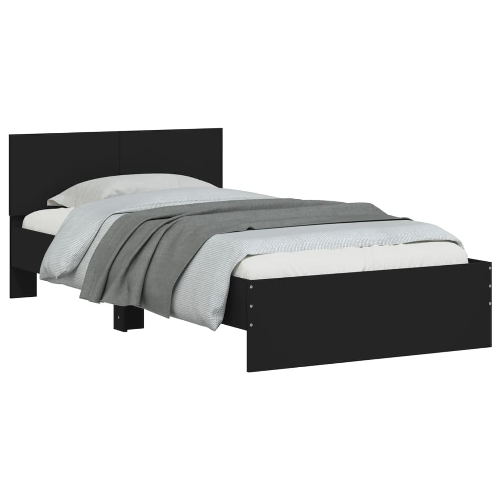 Cadre de lit sans matelas avec tête de lit noir 100x200 cm - XIOS