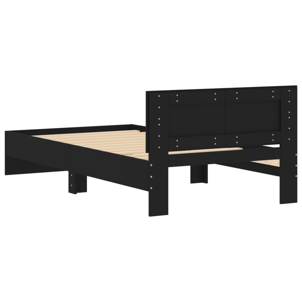 Cadre de lit sans matelas avec tête de lit noir 100x200 cm - XIOS