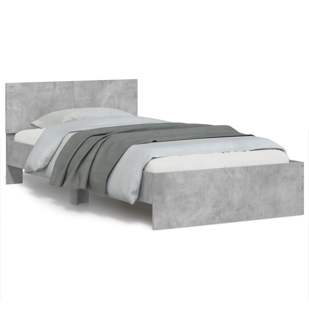 Cadre de lit sans matelas avec tête de lit gris béton 100x200cm - XIOS