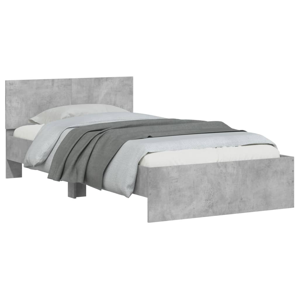 Cadre de lit sans matelas avec tête de lit gris béton 100x200cm - XIOS