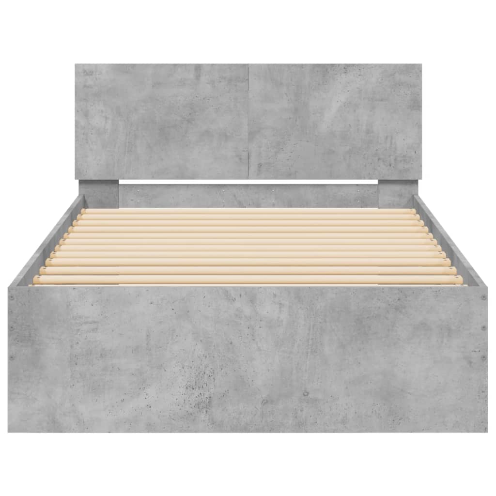 Cadre de lit sans matelas avec tête de lit gris béton 100x200cm - XIOS