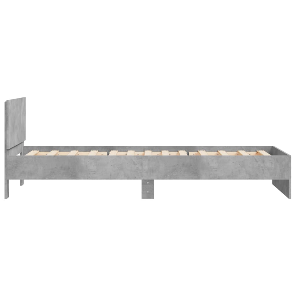 Cadre de lit sans matelas avec tête de lit gris béton 100x200cm - XIOS