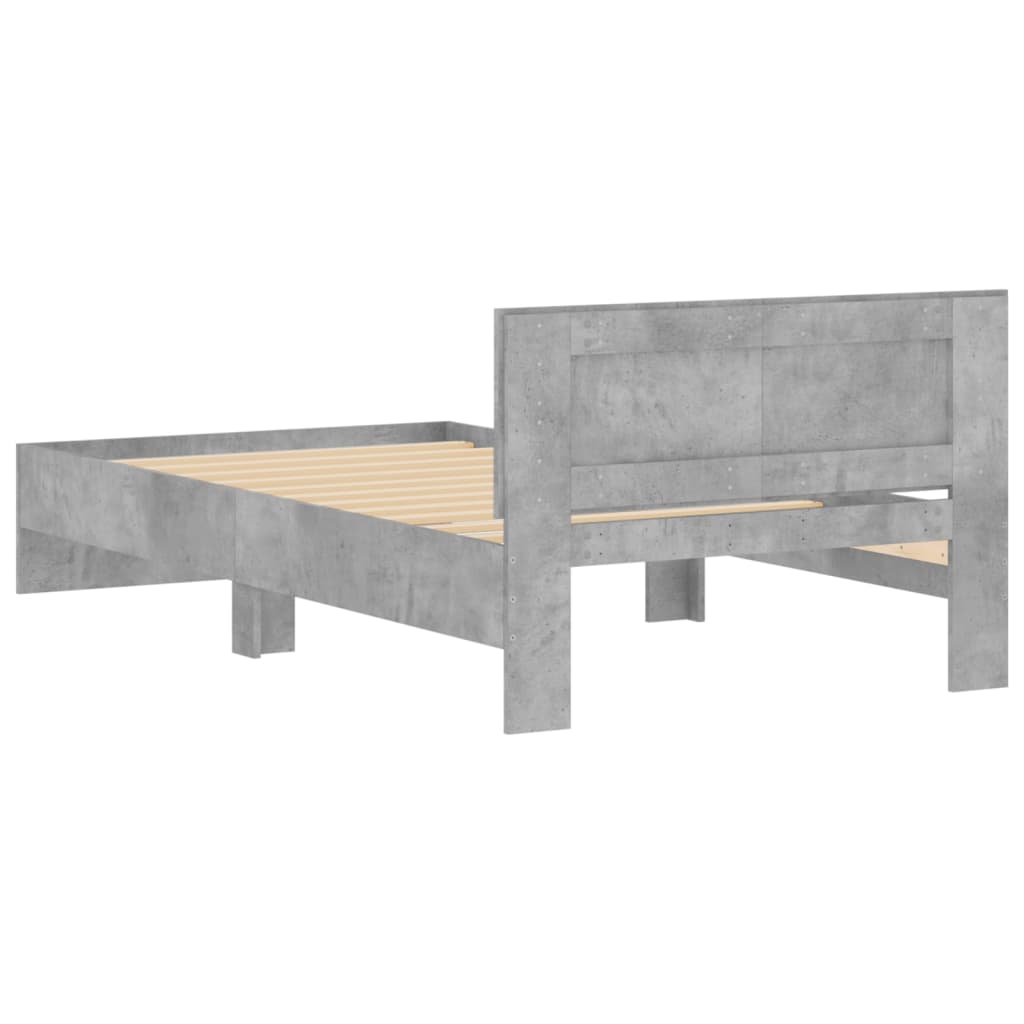 Cadre de lit sans matelas avec tête de lit gris béton 100x200cm - XIOS